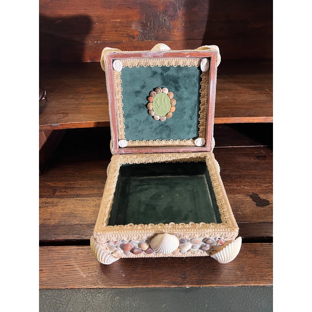 Vintage Mediterranean Grotto Style Decorative Box With Velvet Interior For Sale - Image 11 of 13