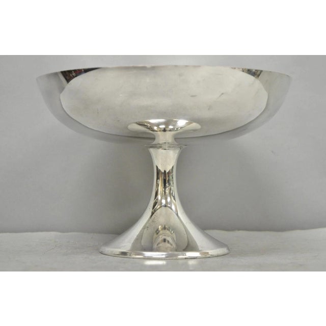 Mid-Century Modern Vintage Fb Rogers Mid Century Modern Silver Plated Pedestal Fruit Bowl Compote For Sale - Image 3 of 10