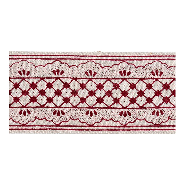 Sample - Schumacher Davison Scalloped Tape in Crimson For Sale