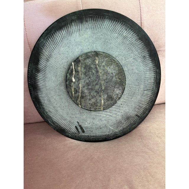 Mid 20th Century Round Green Marble Lazy Susan/Serving Tray For Sale - Image 5 of 7