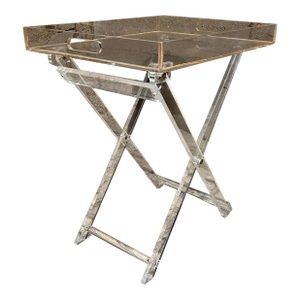 1970s Lucite Folding Service Tray Table Mid-Century Hollywood Regency Era