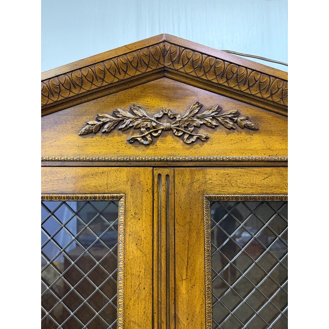 Brown Vintage Davis Cabinet Co. 1657 Hutch – Fleming Walnut Breakfront China Cabinet For Sale - Image 8 of 8