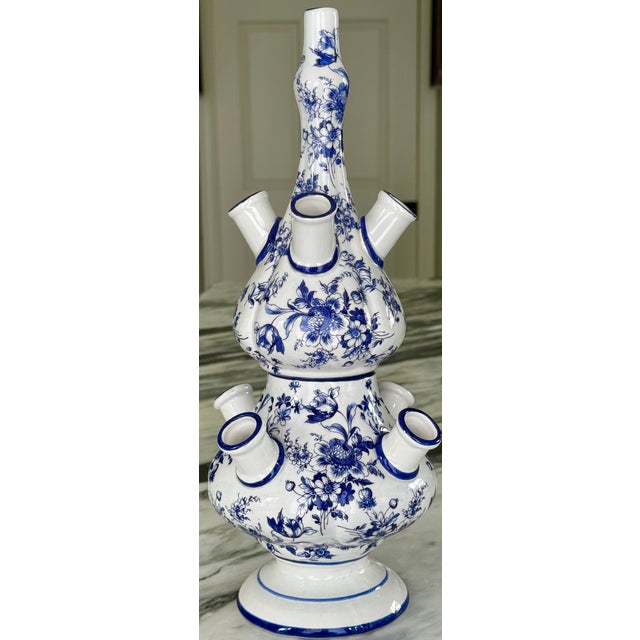 Ceramic Made in Italy Mid-Century Delft Style Tulipiere For Sale - Image 7 of 13
