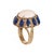 Mid-Century Modern 1960s Angel Skin Coral Lapis Lazuli Ring Vintage 14k Gold Cocktail Jewelry, Size 7.75 For Sale - Image 3 of 7