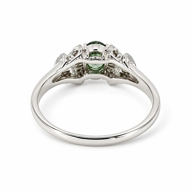 Mid 20th Century Vintage Platinum Alexandrite & Natural Diamond Halo Ring, Size 9 For Sale - Image 5 of 5