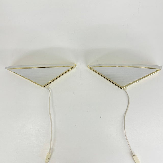 Vintage Glass Wall Lamps with Gold Holders, 1970s, Set of 2 For Sale - Image 12 of 18