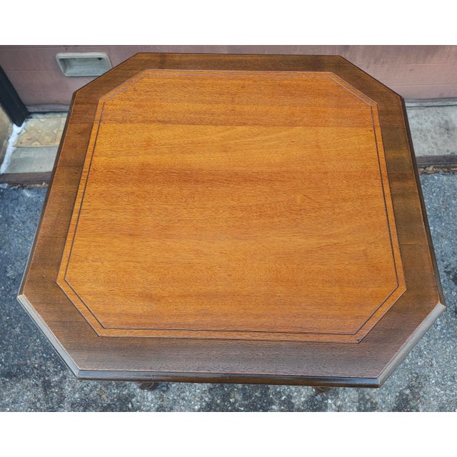 Early 20th Century Jacobean Style Banded Walnut Octogonal Side Table, Circa 1920s For Sale - Image 4 of 12
