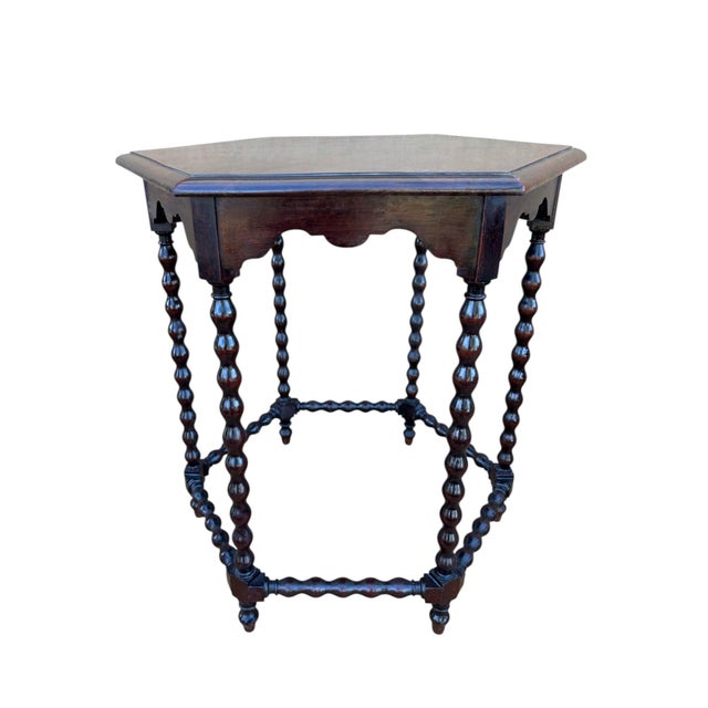 Spanish Baroque Revival Walnut Side Table with Barley Twist Legs, 1900 For Sale - Image 10 of 10