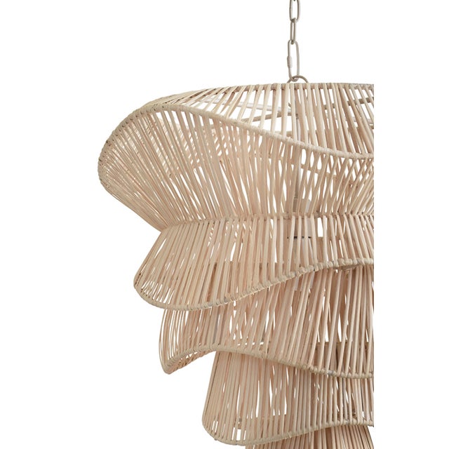 Contemporary Matthew Izzo Home Cambry Bleached Rattan Pendant Light For Sale - Image 3 of 7