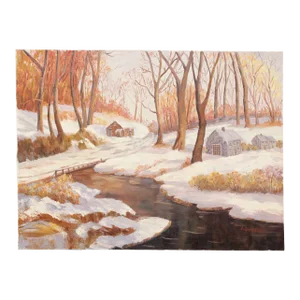 1970s 'Winter Fantasy' Landscape Original Oil Painting by Ann Yost Whitesell