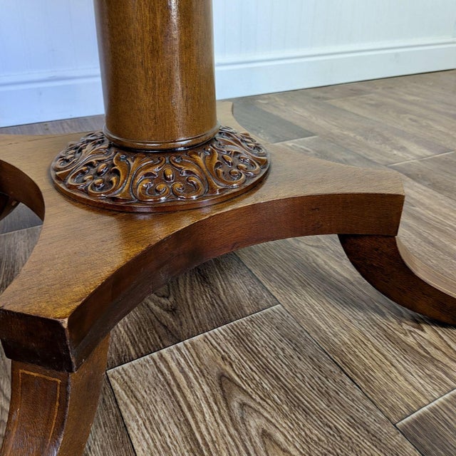 Traditional Vintage Regency-Style Drum Table With Leather Top For Sale - Image 3 of 13