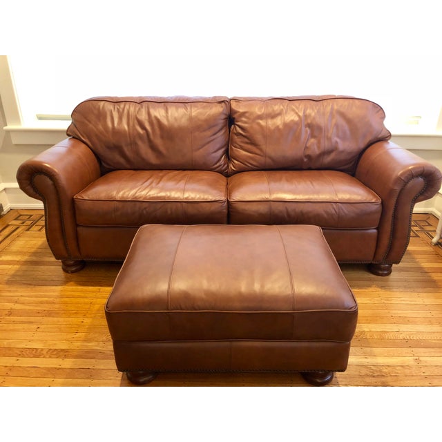 Thomasville Benjamin Brown Leather Sofa Chairish
