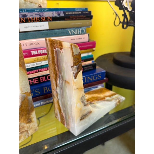 Steep Slope Onyx Bookends a Pair For Sale In Miami - Image 6 of 6