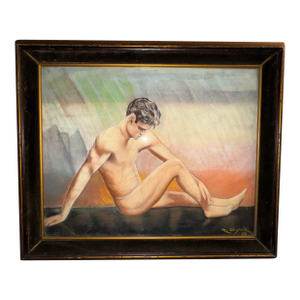 1970s Figurative Male Nude Pastel Drawing From Collection of Seymour Stein