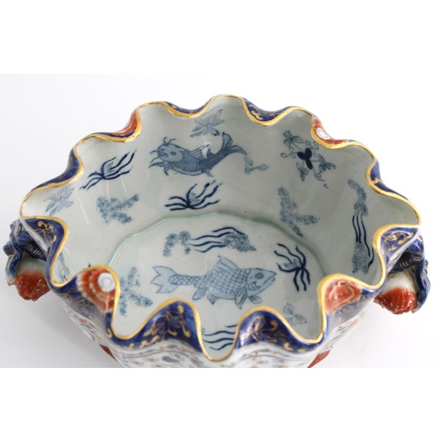 Ceramic Antique Meiji Japanese Kutani Porcelain Centerpiece Bowl Jardiniere, C1900 For Sale - Image 7 of 11