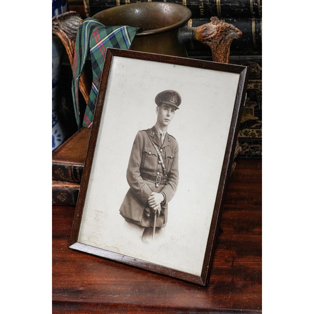Fascinating World War I Framed Antique Studio Photograph of British Soldier in Uniform Militaria Home Decor For Sale - Image 9 of 11