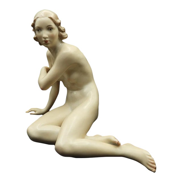 Rosenthal Seated Female Nude Figurine 1930s Max Hermann Fritz Sculptor Germany For Sale