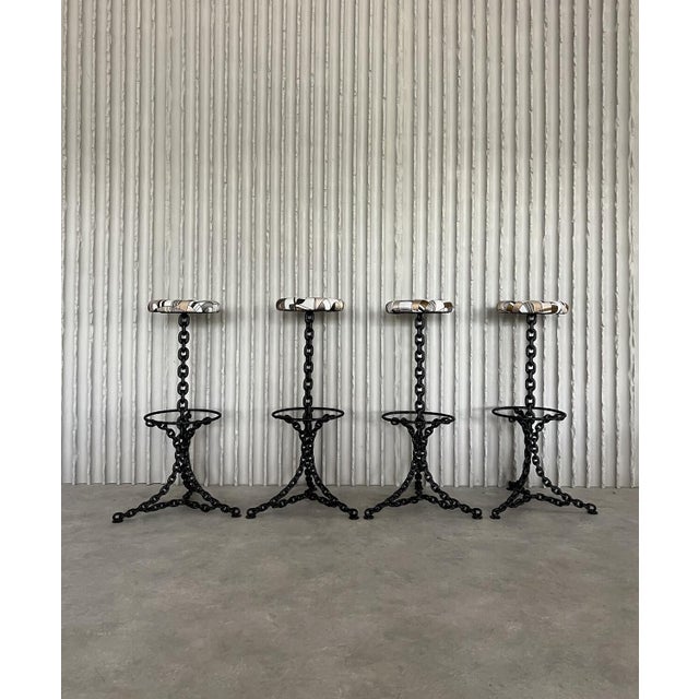 Metal Chain Bar Stools, Set of 4 For Sale - Image 7 of 7