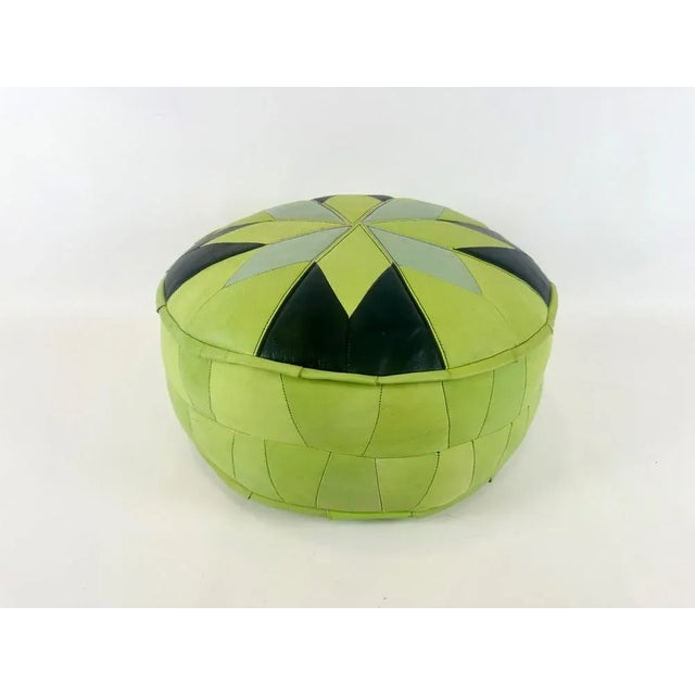 Hand-Crafted Morocco Leather Ottoman, 1980s For Sale - Image 3 of 10