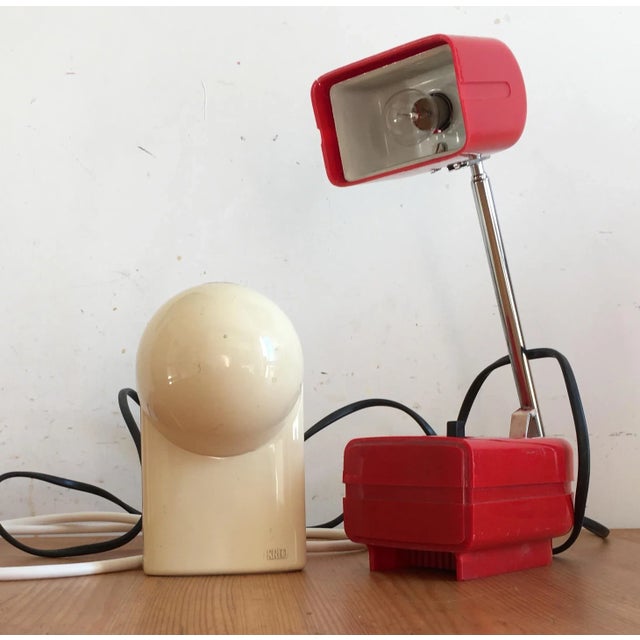 Vintage lamps 70s/80s, Kreo cream lamp in good conditions light bulb bayonet holder dimensions height 20 cm open, closed...