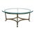 Vintage LaBarge Oval Brass Hoof Footed Glass Top Coffee Table For Sale