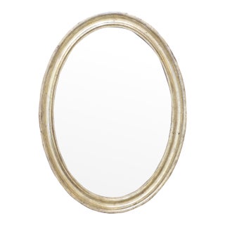19th Century Silverleaf Continental Oval Mirror For Sale