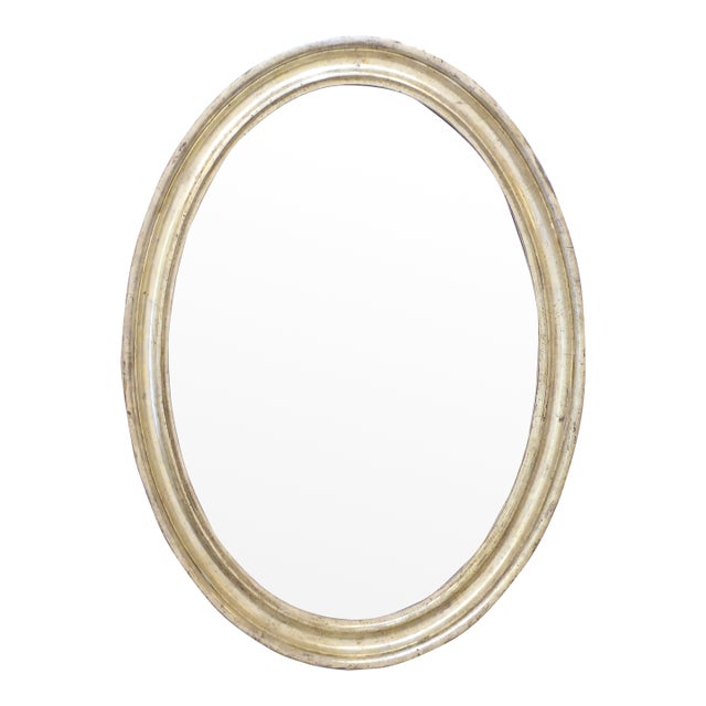 19th Century Silverleaf Continental Oval Mirror For Sale
