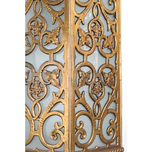 Mid 20th Century Oscar Bach Style Cast Bronze Frosted Glass Pendant Light For Sale - Image 9 of 14