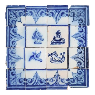 Antique 19th Century Animals Tile Mural Panel, Portuguese For Sale