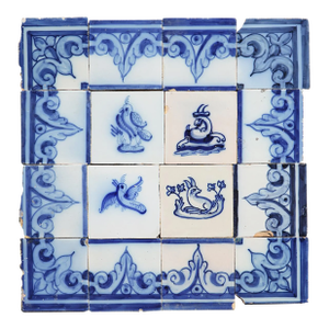 Antique 19th Century Animals Tile Mural Panel, Portuguese