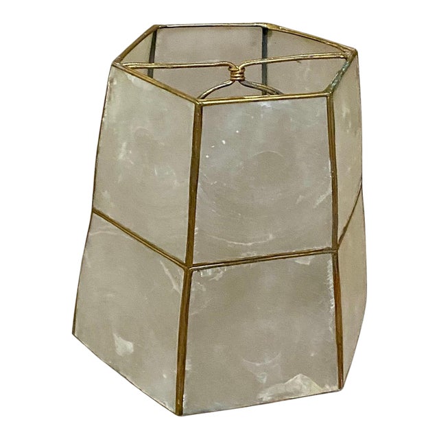 Vintage Modern Style Capiz Shell Hexagonal Lamp Shade For Sale