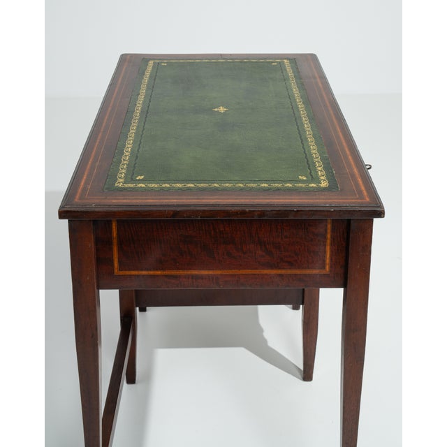 Traditional Edwardian Desk With Leather Top For Sale - Image 3 of 10