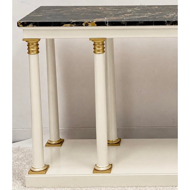 Neoclassical 1970s Italian Neoclassical Style Marble Top Console Table For Sale - Image 3 of 6