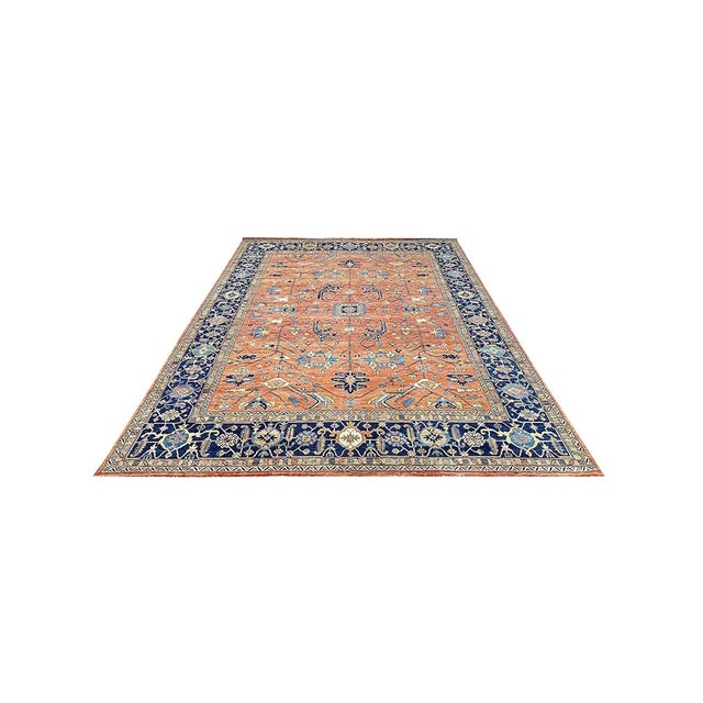 Orange 1990s Handwoven Persian Serapi Style Area Rug 12x15 For Sale - Image 8 of 9