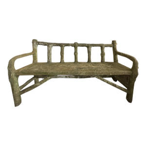 1930s French Faux Bois Garden Bench