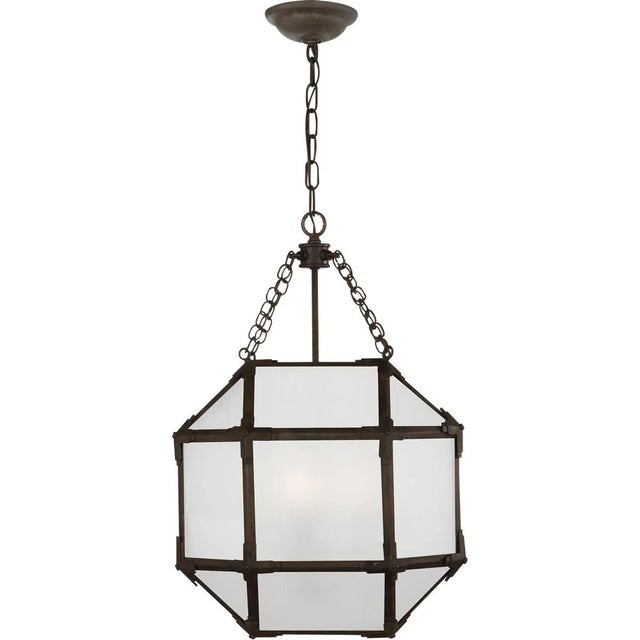 Morris Small Lantern in Antique Zinc with Frosted Glass Designer: Suzanne Kasler Canopy: 4.75" Round Mounting: Chain Shade...