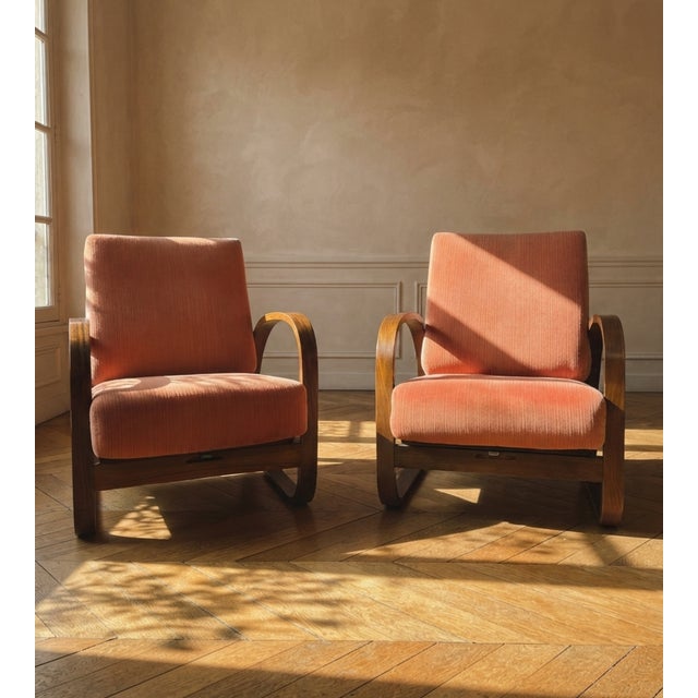 H-70 Lounge Reclining Chairs by Jindřich Halabala for Up, Former Czechoslovakia, Brno, 1930s, Set of 2 For Sale - Image 14 of 14