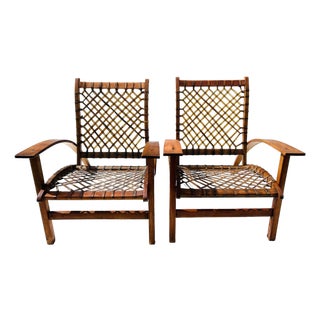 Adirondack Modern, Vermont Tubbs, Rawhide Strapped Chairs (2), c.1965-1975. Snow Shoe Chairs For Sale