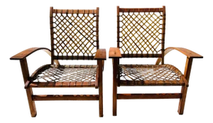 Adirondack Modern, Vermont Tubbs, Rawhide Strapped Chairs (2), c.1965-1975. Snow Shoe Chairs