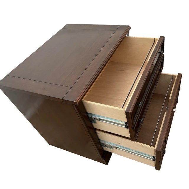 1990s Lateral File Cabinet, Two Locking Drawers Keys, Desk Height Banded Mahogany 1a For Sale - Image 5 of 11