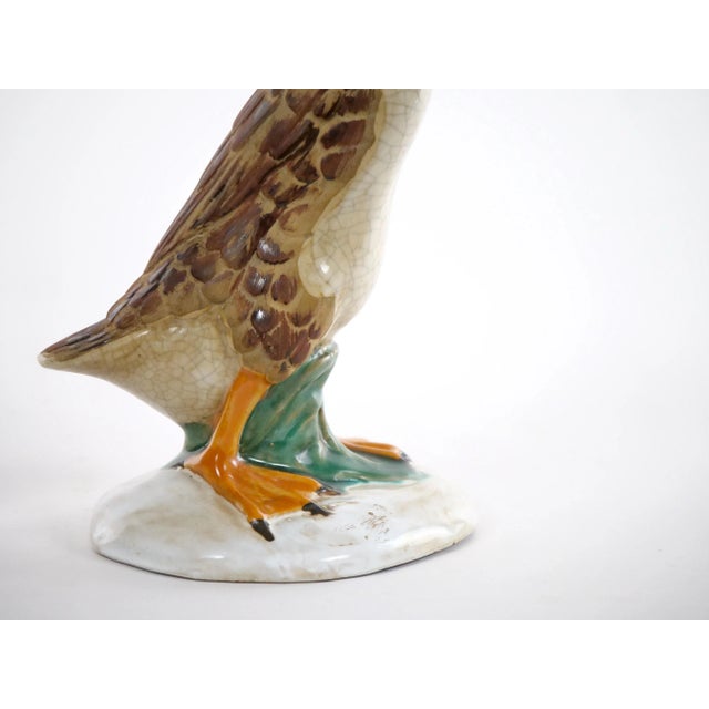 Large Pair English Glazed Porcelain / Terracotta Duck Statues For Sale - Image 11 of 13