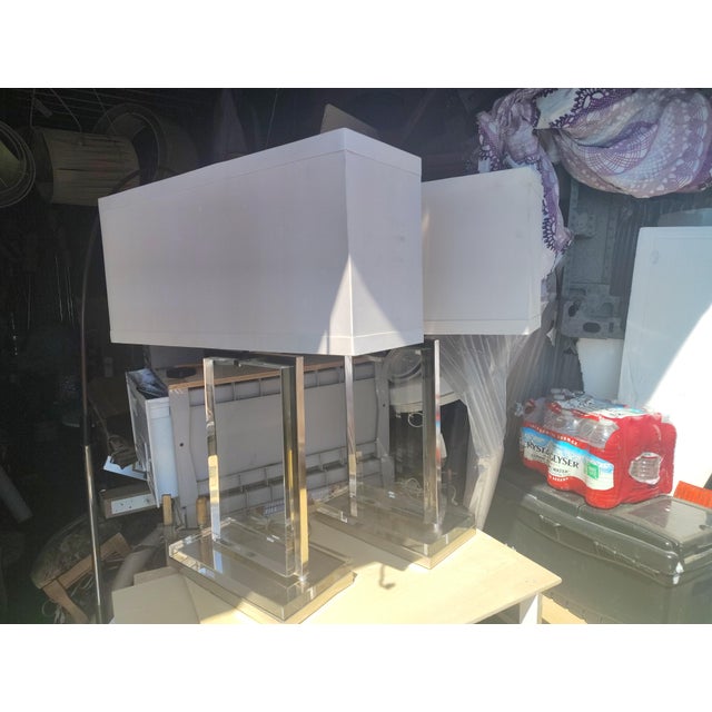 Contemporary Elegant Crystal Slab Lamps by Global Views a Pair For Sale In San Diego - Image 6 of 8