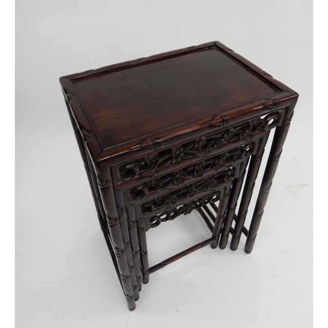 Antique Chinese Carved Rosewood Nesting Tables Set of 4 Chairish