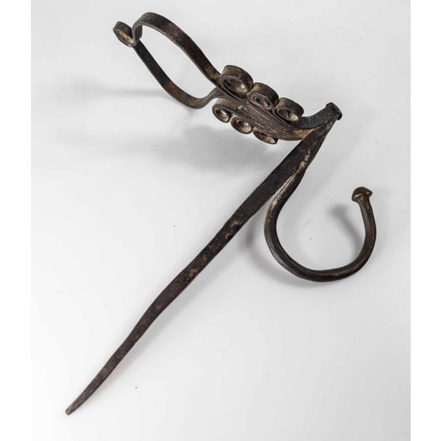 18th or 19th Century Blacksmith Handwrought Iron Betty Lamp Spike For Sale - Image 11 of 11