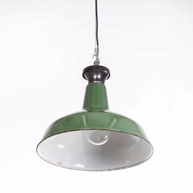 1940s Industrial Green Enamel Pendant Lamp, 1940s For Sale - Image 5 of 13