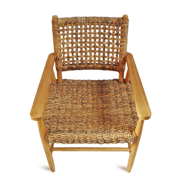 Banana Weave & Teak Arm Chair For Sale - Image 4 of 11