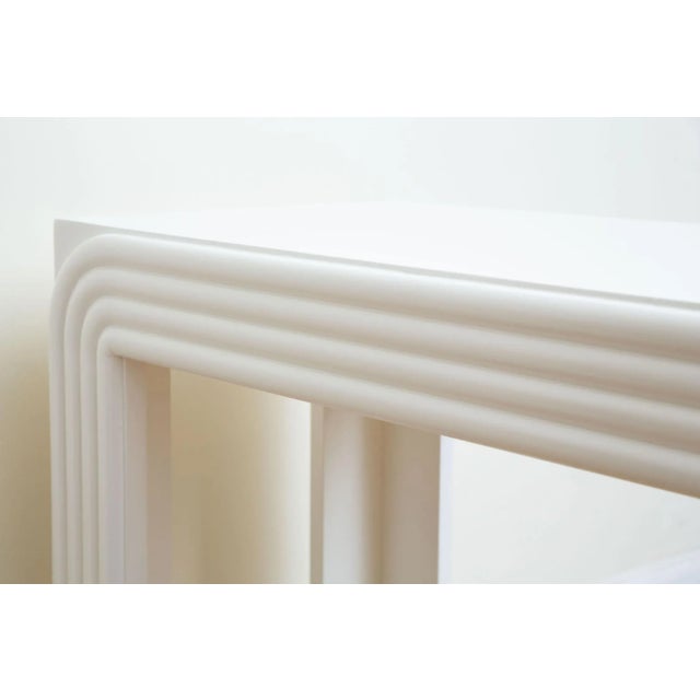 Vintage White Lacquered Wood Rectangle Console and or Sofa Table Restored, 80's For Sale In Miami - Image 6 of 11