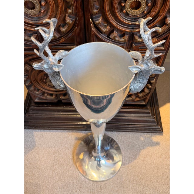 1980s Champagne/Wine Bucket on Stand With Stag Heads For Sale In Philadelphia - Image 6 of 7