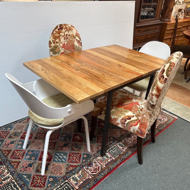 Mid-Century Modern West Elm Box Frame Drop Leaf Dining Table For Sale - Image 3 of 12