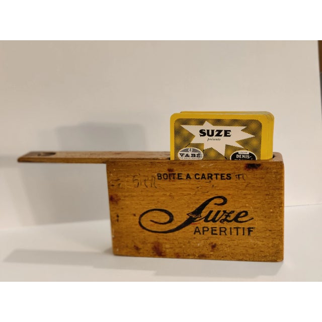 French Vintage French Advertising Suze Playing Cards With Wood Card Case Circa 1950s For Sale - Image 3 of 10